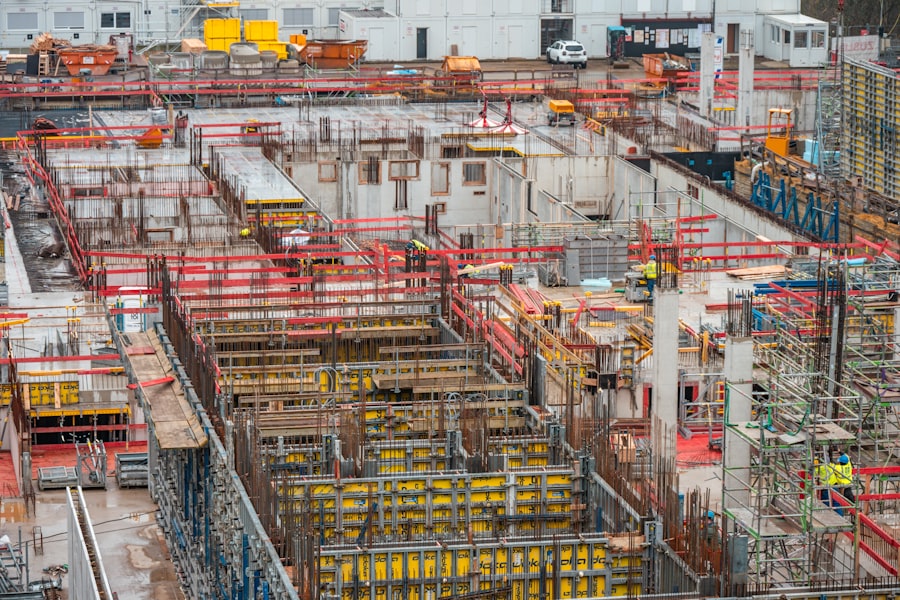Concrete formwork on site